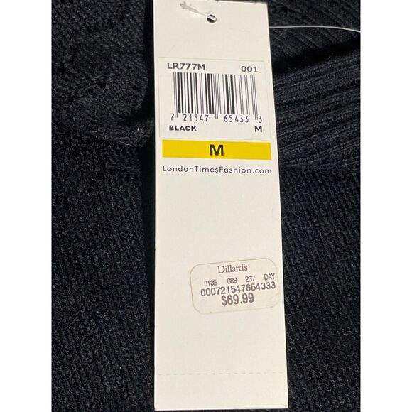 London Times Knit Sweater Dress Long Sleeve Scoop Neck Black NWT Medium - Picture 11 of 11